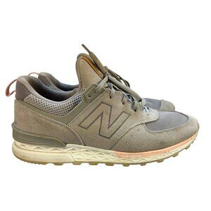 New Balance 574 Womens 10 Running Shoes Light Gray & Pink Suede Upper